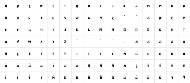 DINOCRAFT Regular  glyph index