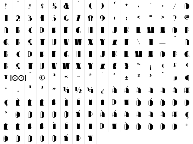 Conga Line NF Regular  glyph index