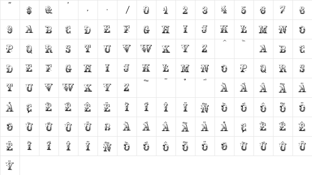 Holteschue Regular  glyph index