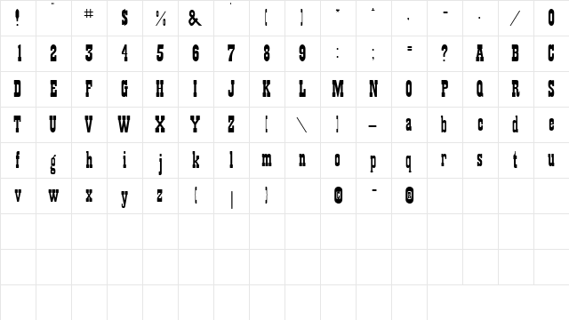 TumbleweedExpandedSSK Regular  glyph index