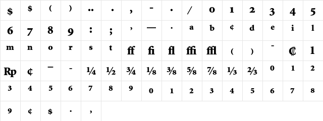 Minion Black Expert  glyph index