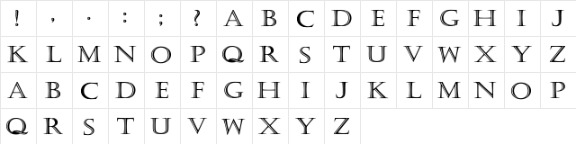 Winderrar-Bold Regular  glyph index