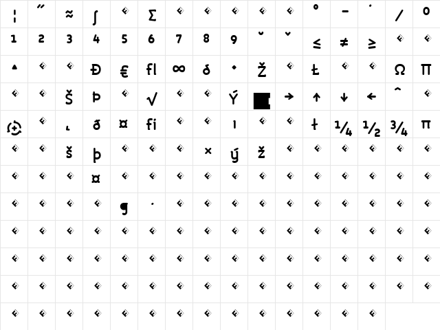 Roice-BoldExpert Regular  glyph index