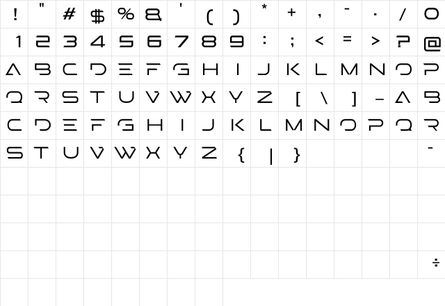 STEPS LIGHT Regular  glyph index