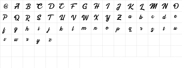 Kingfisher Regular  glyph index