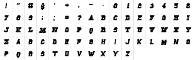 Campus A Bold  glyph index
