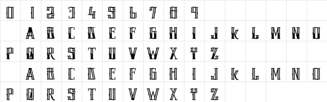 H74 Pistola Regular  glyph index