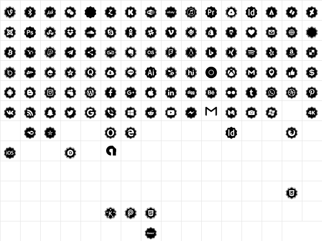Font logos Color Regular  glyph index