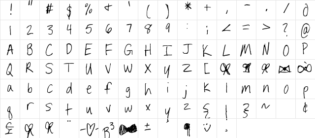Bailey Bowers Regular  glyph index