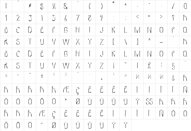 LinotypeMMistel Regular  glyph index