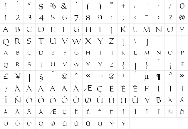 Dumount Regular  glyph index