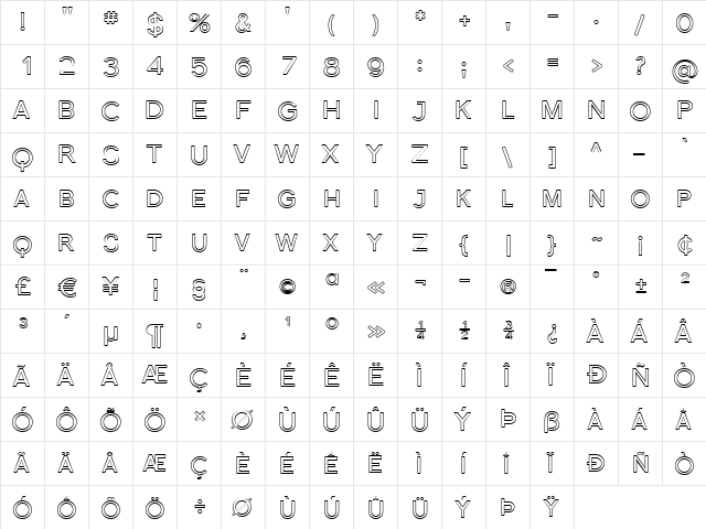 Florencesans SC Outline Regular  glyph index
