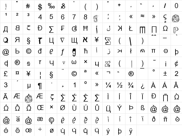 Weird Tucan-Noobs from Saint Se Regular  glyph index