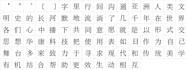 DFLiSongLight1B-GB Regular  glyph index