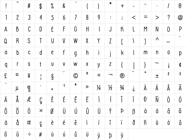 Calypso Nathalie_PersonalUse Regular  glyph index