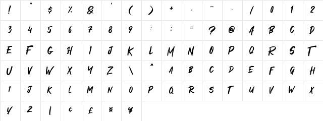 Maquire Regular  glyph index