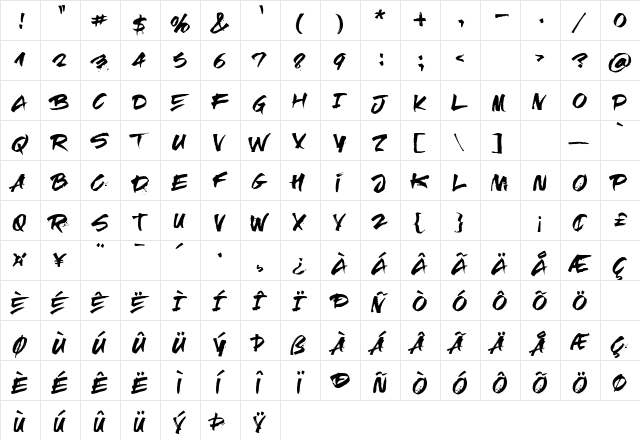 RElapse Regular  glyph index