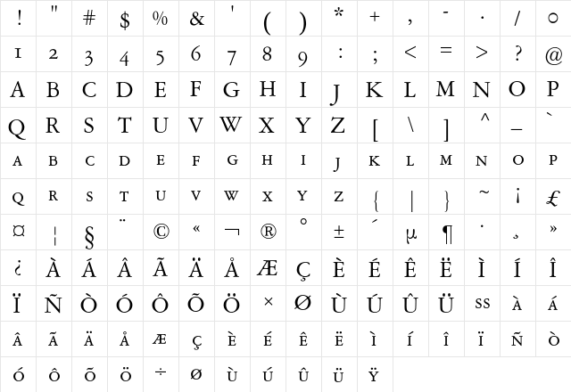 Garamont Amsterdam Expert BQ Regular  glyph index