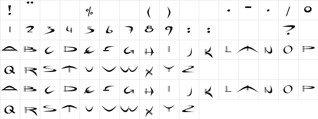 Weapon Regular  glyph index