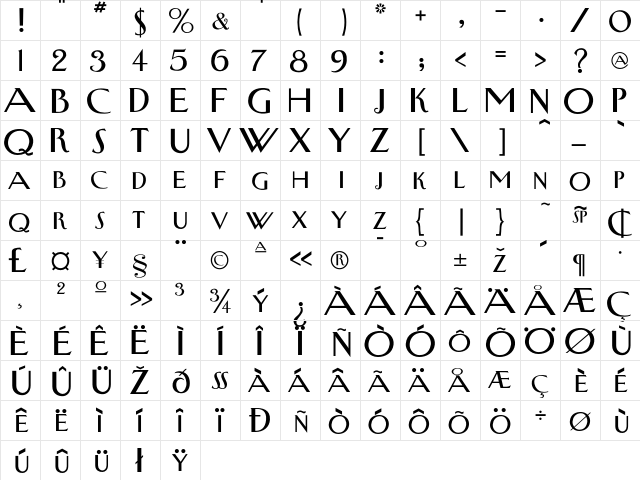 Newyorkertype Regular  glyph index