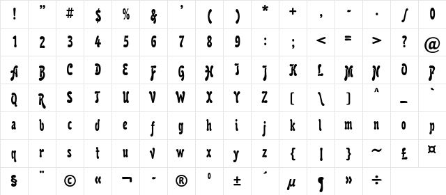 KarollaC Regular  glyph index