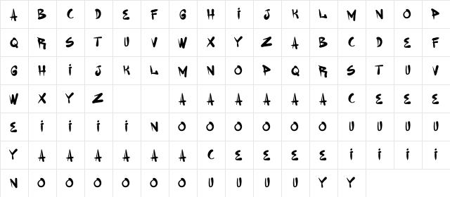 Gerilyaz Demo Regular  glyph index