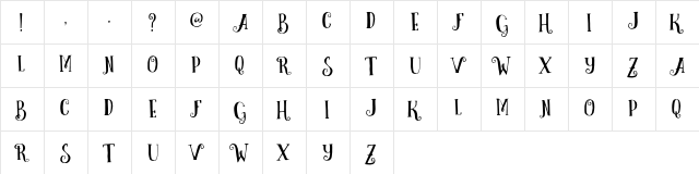 Curely Regular  glyph index