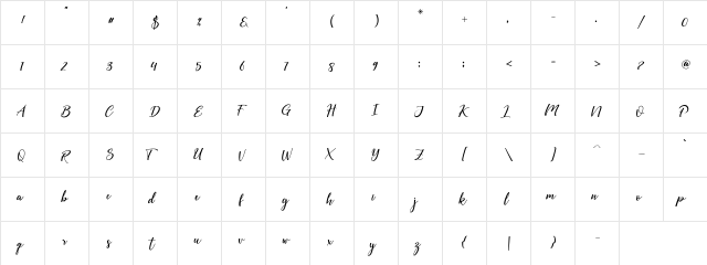 Sweet Moment Regular  glyph index