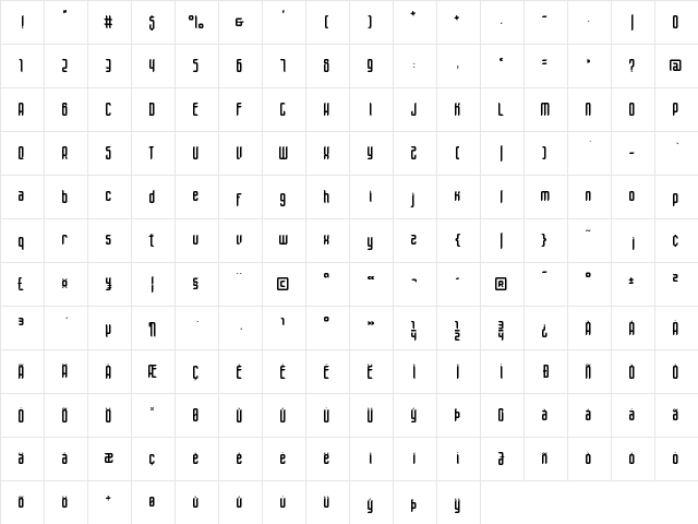 Unik Type 2.0 Regular  glyph index