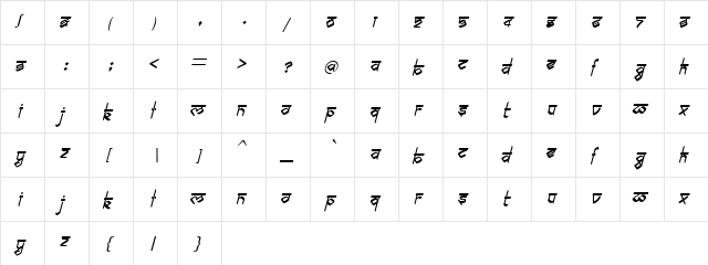 biling mi marathi Regular  glyph index