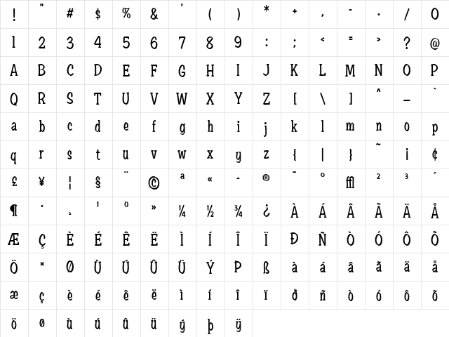 EdPS Regular  glyph index