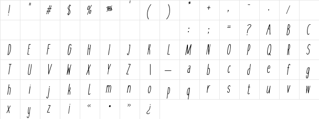 cookies&milk Italic  glyph index