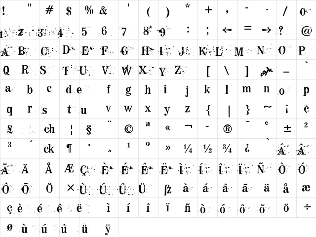 F2FMadZine LT Std Dirt Regular  glyph index