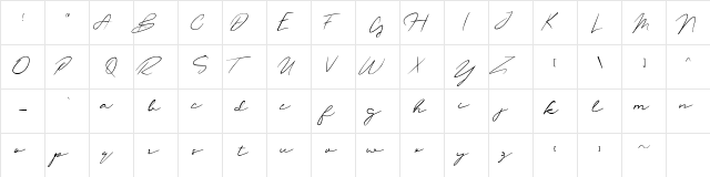 oliver quin Regular  glyph index