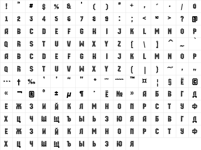 a_MachinaOrtoDgStr Bold  glyph index