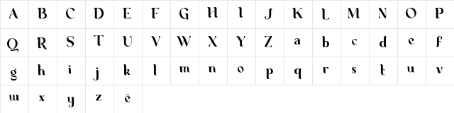 George Regular  glyph index