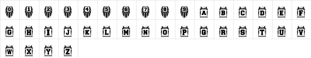 Proudly American Regular  glyph index