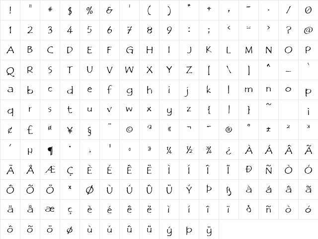 Film Cryptic Regular  glyph index