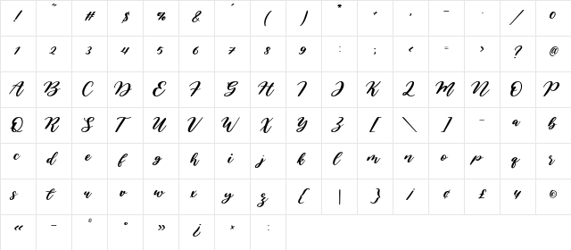 Amarila Regular  glyph index
