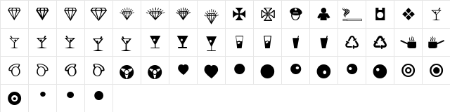 BigBlueDiamonds Regular  glyph index