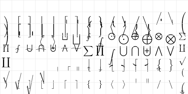 cmex10 Regular  glyph index