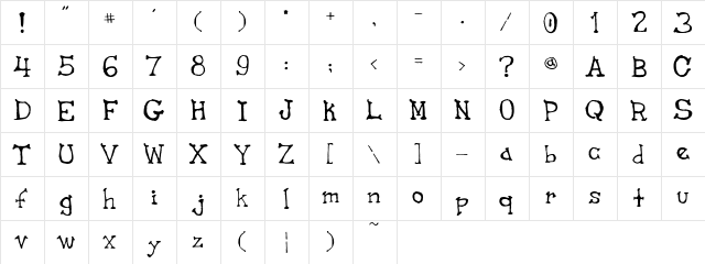 Pigeon Street Regular  glyph index