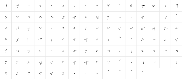 OmiyageKT Regular  glyph index