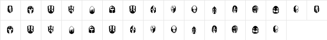 Knights Helmets Regular  glyph index