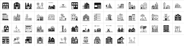 Houses Three Regular  glyph index