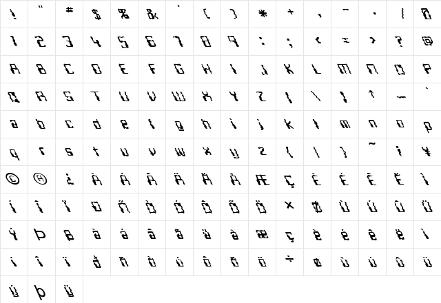 FZ DIGITAL 5 WAVEY LEFTY Normal  glyph index