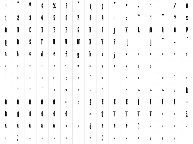 ModulaRoundSerifUltra Regular  glyph index