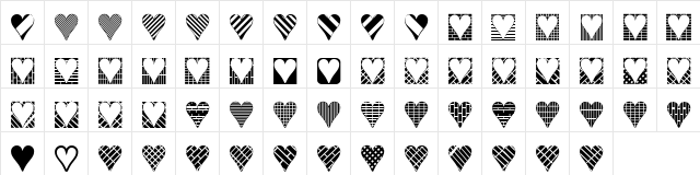Heart Things 3 Normal  glyph index