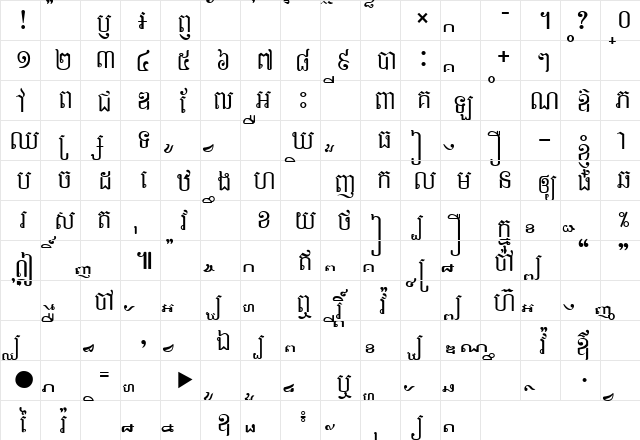 Ekreach New Regular  glyph index
