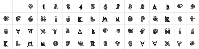 AIxDARBOTZCUMI Regular  glyph index